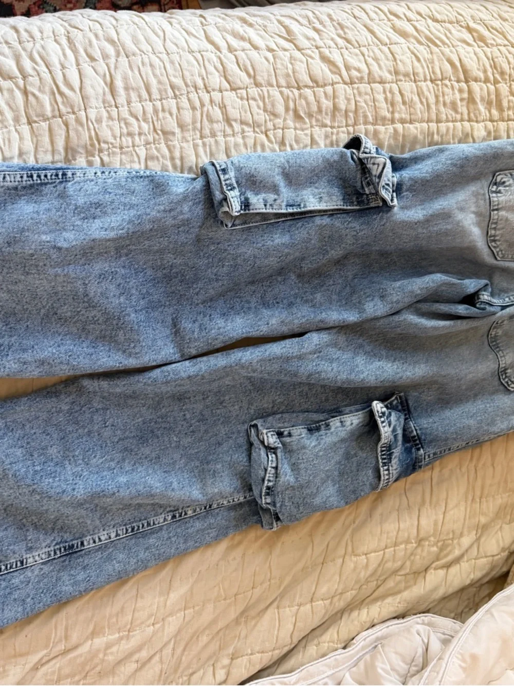 Girls H&M wide leg Light Blue Washed Cargo Jeans - Picture 10 of 10